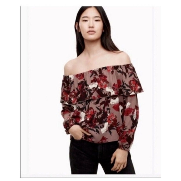 Wilfred By Aritzia Women’s Morel Floral Off The Shoulder Blouse Size L - Picture 1 of 8